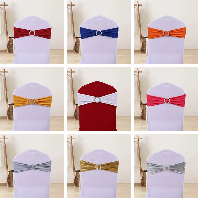 Отель Свадебная Мода Простой Химическое Волокно Эластичный Стул Назад Кольцо Бант Отель Свадебный Стул Спина Ремешок