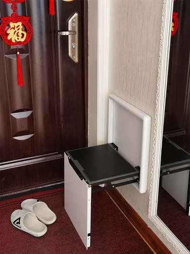 Hidden wall-mounted folding stool entrance chair shoe changing stool door shoe cabinet wearing shoe stool bathroom stool buffer folding chair
