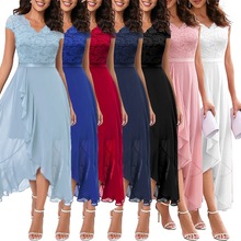 2025新款欧美跨境亚马逊小礼服长裙派对晚礼服伴娘裙蕾丝连衣裙女