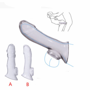 Foreign Trade Crystal Set Men's Mace Men's Lengthened Bold Condom Couple's Orgasm Set Adult Products