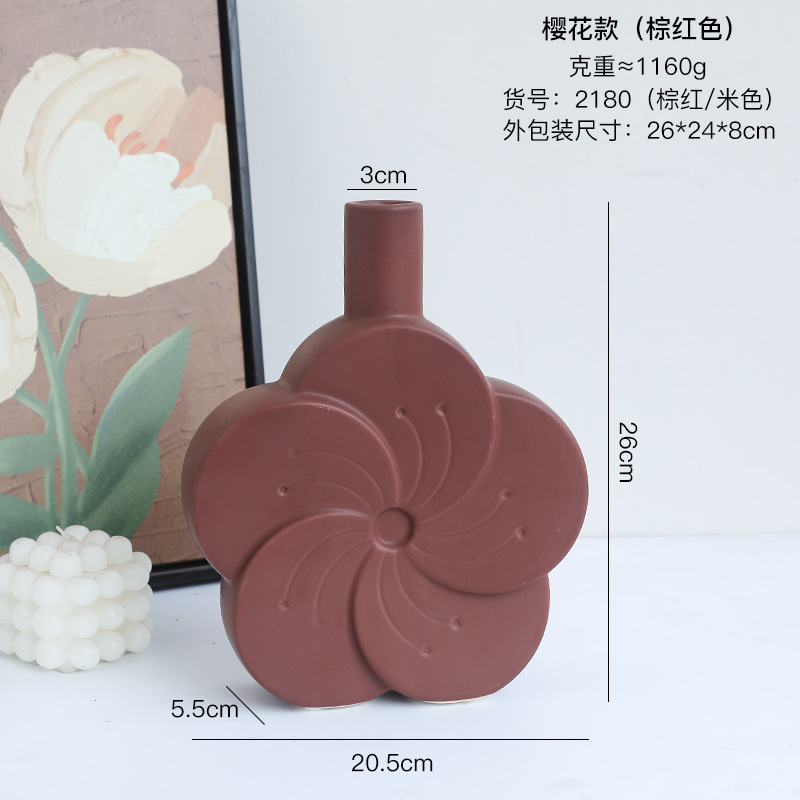 Florero de cerámica geométrica moderna creativa, muebles para el hogar, armario de TV, vitrina, vitrina, decoración de mesa de centro