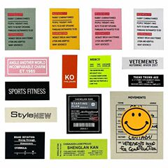 New Fashion Socks Label, Pants Bags Accessory Fabric Label, Flexo Printing Woven Label Combined Brand Box Bags Hats Decorative Label