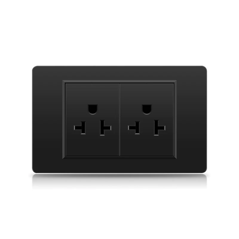 Черная настенная панельная розетка с 118 тип switch, тайваньская розетка с 20W type-C, шесть отверстий