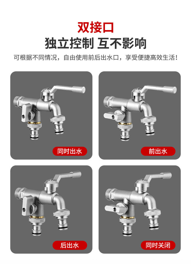 Cross-border exclusive outdoor faucet, pure copper light luxury, one in and two out dual-use tap water anti-freezing American-style faucet wholesale undefined