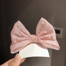 春夏款订珍珠立体大蝴蝶结儿童发夹女童顶夹公主头饰礼服生日发饰