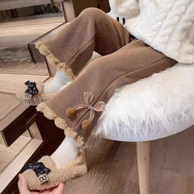 女童加绒裤2024秋冬儿童秋冬季宝宝加厚休闲洋气新款裤子喇叭裤