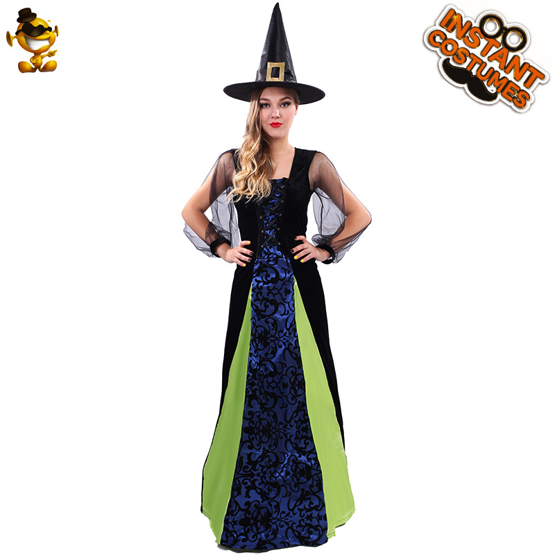 Adulto partido bruja Halloween traje bruja mascarada etapa Cosplay traje