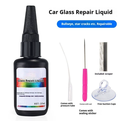 Car glass repair fluid, window crack filling adhesive, self-repairing liquid for front windshield cracks, resin glue (Auto glass repair liquid) - car-glass-repair-fluid