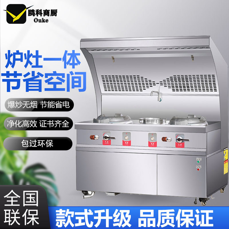 猛火炉灶商用油烟净化一体灶节能燃气灶集成双灶天然气无烟煤气灶