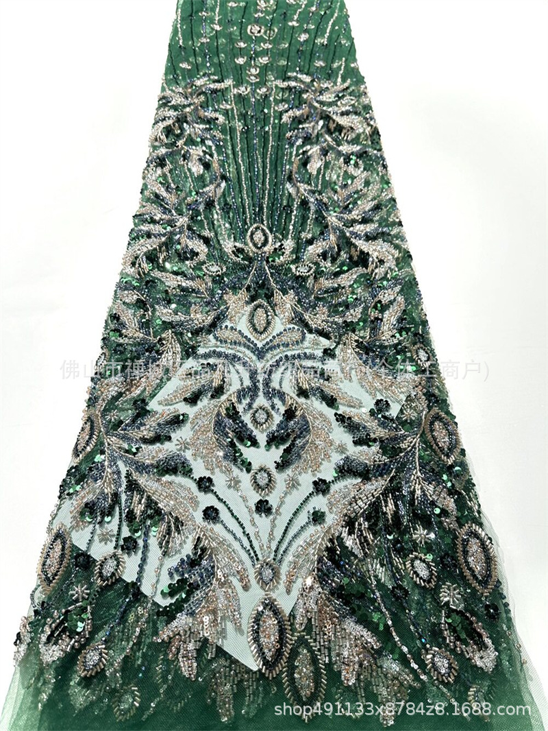 Corte europea anchoa bordada tela de malla alfombra roja vestido de cena de alta gama fiesta temática tela lujosa ligera image 10