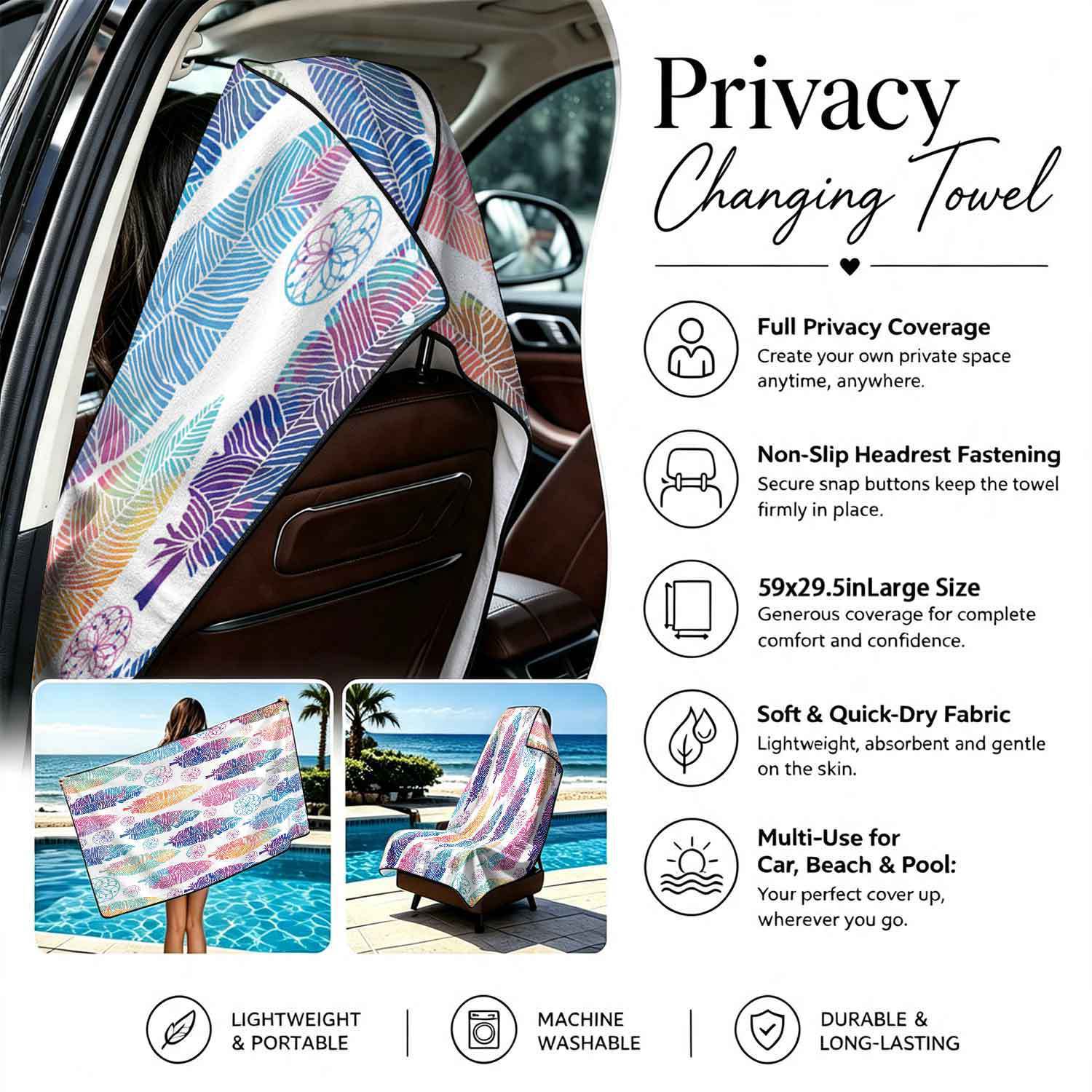 Geometric Bath Towel Car Seat Cover 2-in-1 Microfiber Outdoor Beach Car Dual-Use Universal Seat Cushion