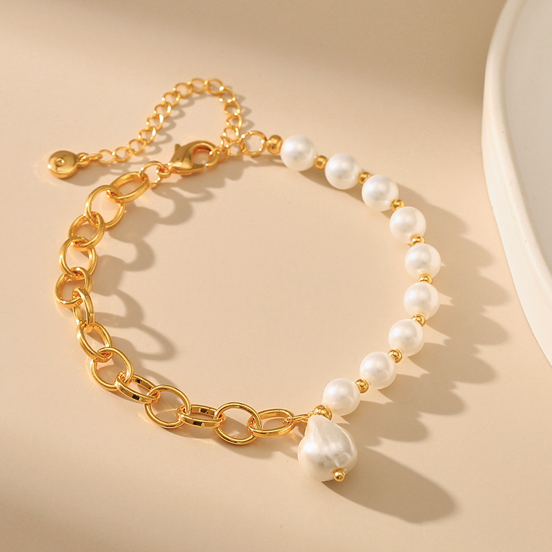 Women'S Gender Plating Design Sweet Water Droplets Imitation Pearl Copper Plating 18k Gold Plated Bracelets