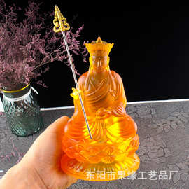 21厘米地藏王菩萨树脂水琉璃神像坐姿莲花座九华山小佛像居家供奉