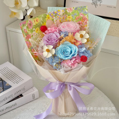 跨境永生花花束成品真花玫瑰花束云南永生花束高级感教师节小花束