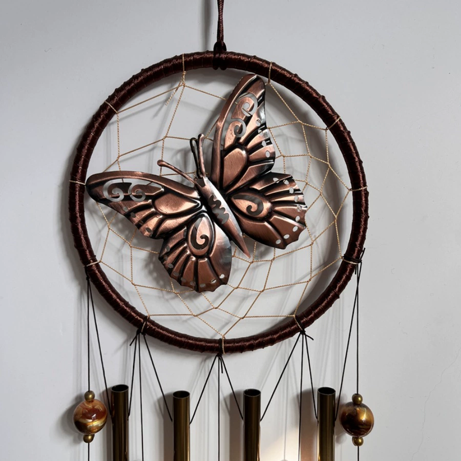 Алюминиевая труба ловит Dream Net готовый латунный колокольчик висячий колокольчик открытый крытый садовый орнамент бабочка ветровой колокольчик подвеска