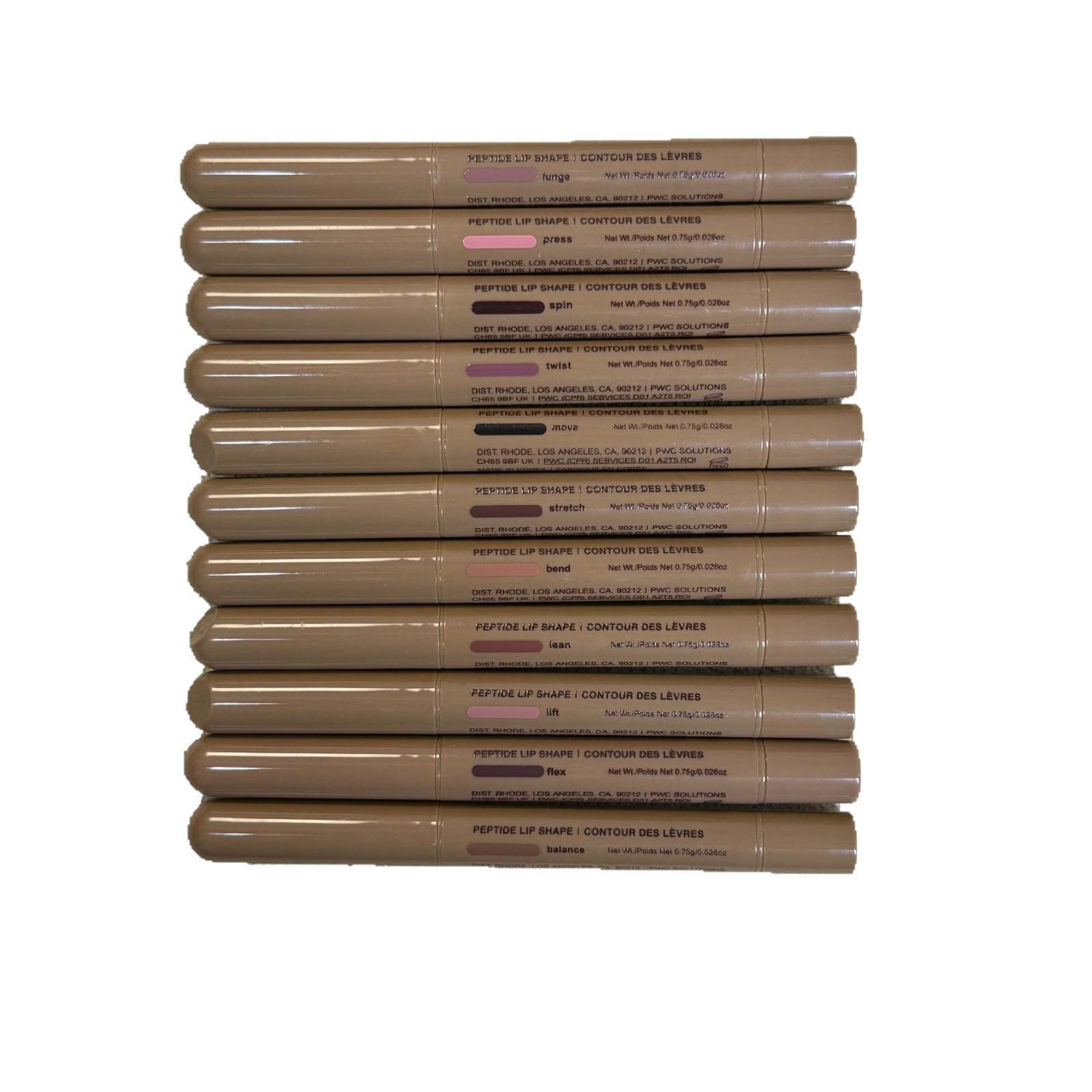 Rhode Hailey nuevo lápiz de labios de polipéptido sedoso de doble cabeza 0.75g