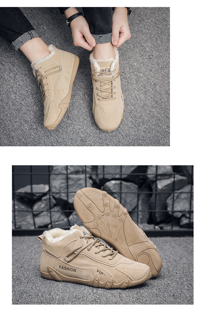 Scarpe in cotone a cinque dita 2023 Scarpe invernali in velluto antiscivolo da uomo Stivali in cotone caldo casual da giovane di media altezza Stivali corti alla moda_voghion.com