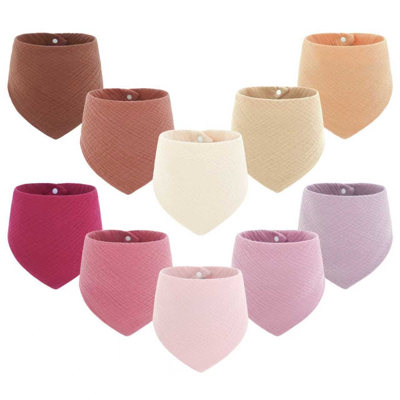 2025 Cross-Border Foreign Trade Children's Bibs Solid Color Baby Snap Bib Absorbent Bib Newborn Baby Bib Wholesale