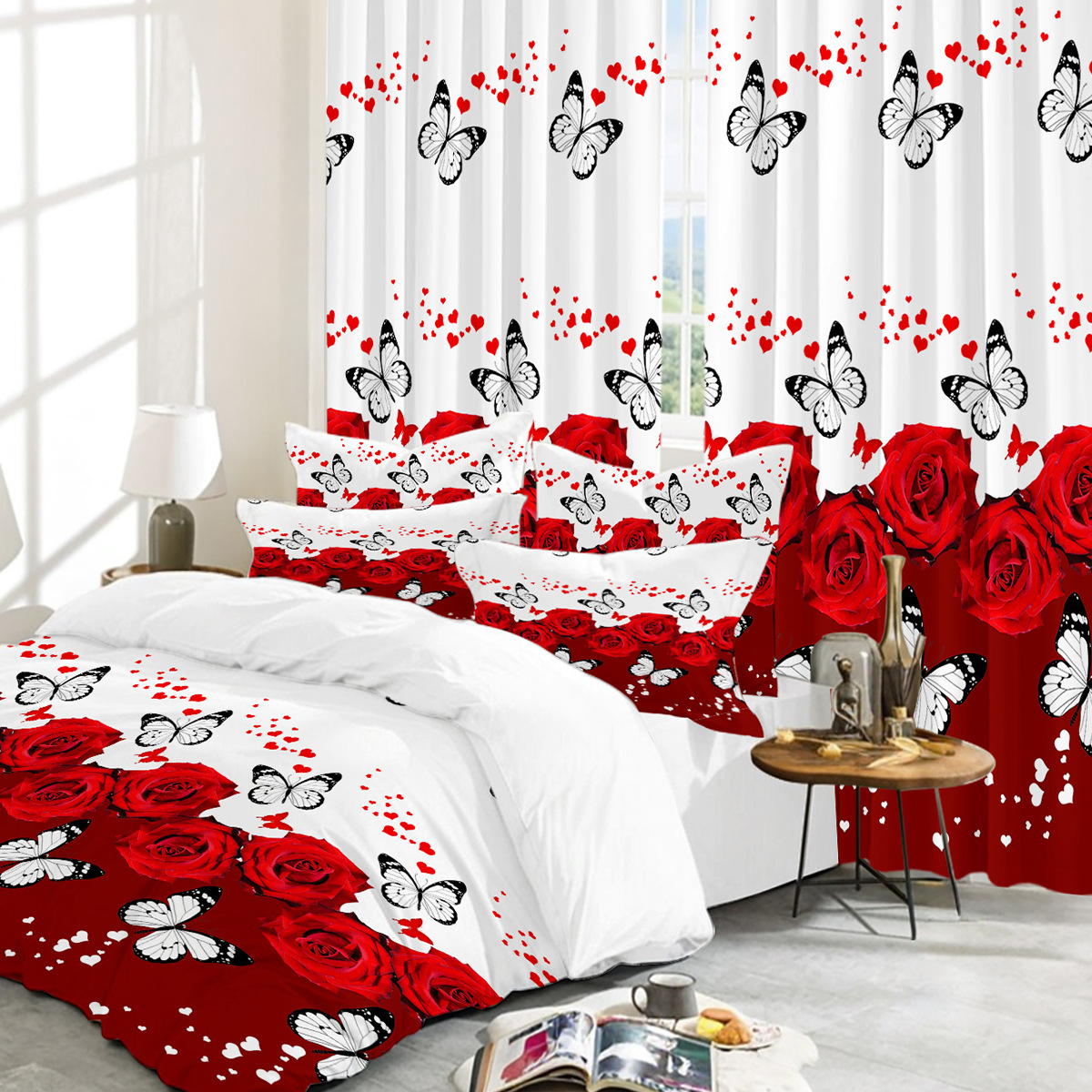 Fabricante directo para la plataforma transfronteriza Amazon WISH venta caliente de productos explosivos, serie completa de ropa de cama de tres piezas y cortinas