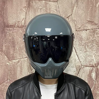 Motosiklet kaskı (dəbilqə): Ghost Skull Rider, with Bluetooth Slot - cement-gray-tea-mirror-transparent-mirror-delivered-m