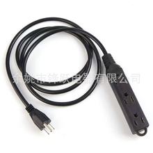 2米3芯插头插座电源线一转三插排拖线板美规美标电源线