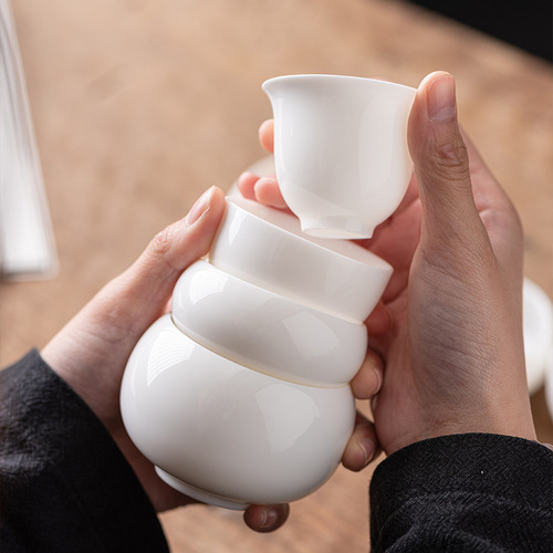Suet-fat jade white porcelain ice cup jade porcelain single cup set kung fu meditation cup master cup personal tea cup tea cup