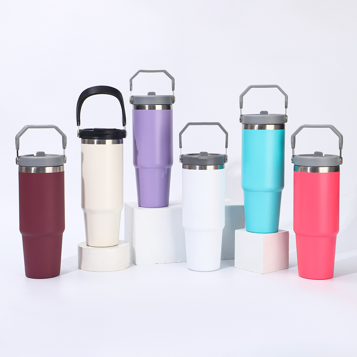 Moda simple de 30oz taza de hielo portátil de gran capacidad 304 taza de acero inoxidable taza de paja de automóvil taza de automóvil