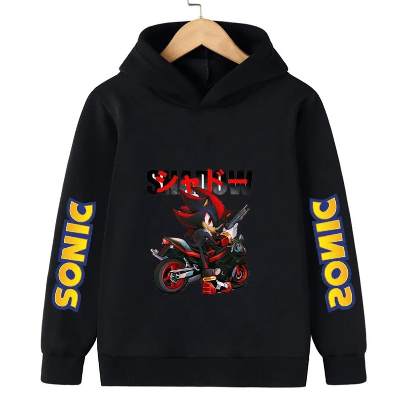 Cartoon Sonic the Hedgehog Hoodie Top Sports Top Autumn 2D Printed Blue Hooded Sweatshirt