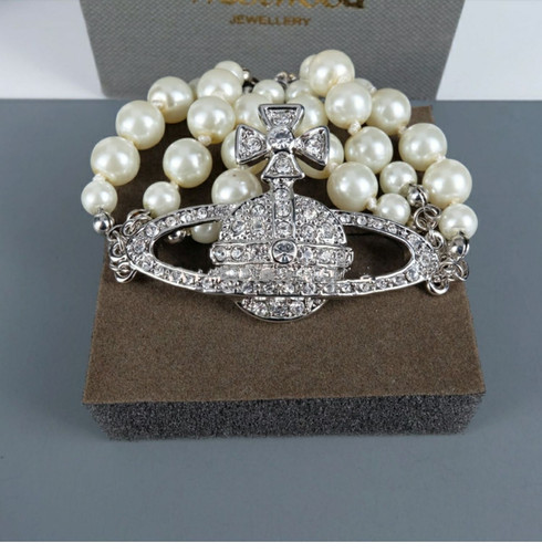 Korean version of the Queen Mother of the West cross-border diamond-encrusted pearl bracelet + necklace multi-layered planet neck clavicle chain for women