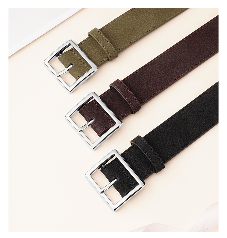 Neuer, vielseitiger Gürtel mit Dornschließe im schlichten Stil für Jeans und Kleider, strukturiertes Design mit gekreuztem Rand, ausgewählte Damengürtel_voghion.com