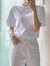 T白色宽松短袖正肩t恤女2024年新款夏季纯色体恤打底内搭上衣