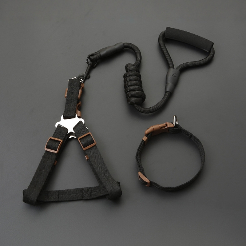 3 피스 세트-검은 색 긴 로프 (가슴 등 + 칼라 + 2 m 로프)