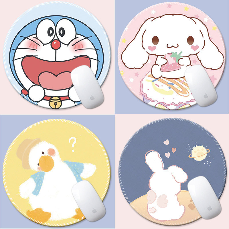 可爱ins圆形鼠标垫女生卡通动漫小号锁边笔记本电脑办公桌垫软垫