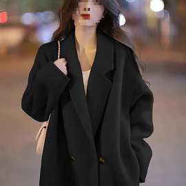 赫本风法式轻奢感显瘦中长款毛呢子外套女秋冬季过膝大衣百搭