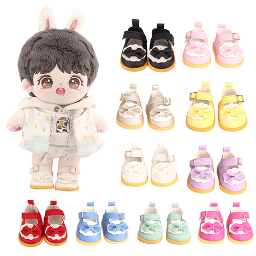 Cotton Doll Shoes 20CM Versatile Children's Playhouse Costume Toy 5CM Bowknot Shoes Leather Shoes