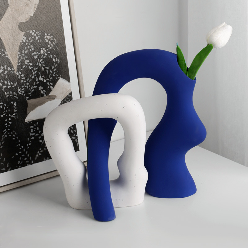 Beyangmei Vase Ornament Creative Ceramic Irregular Modern Living Room Flower Vase Home Entrance Model Room Soft Decoration