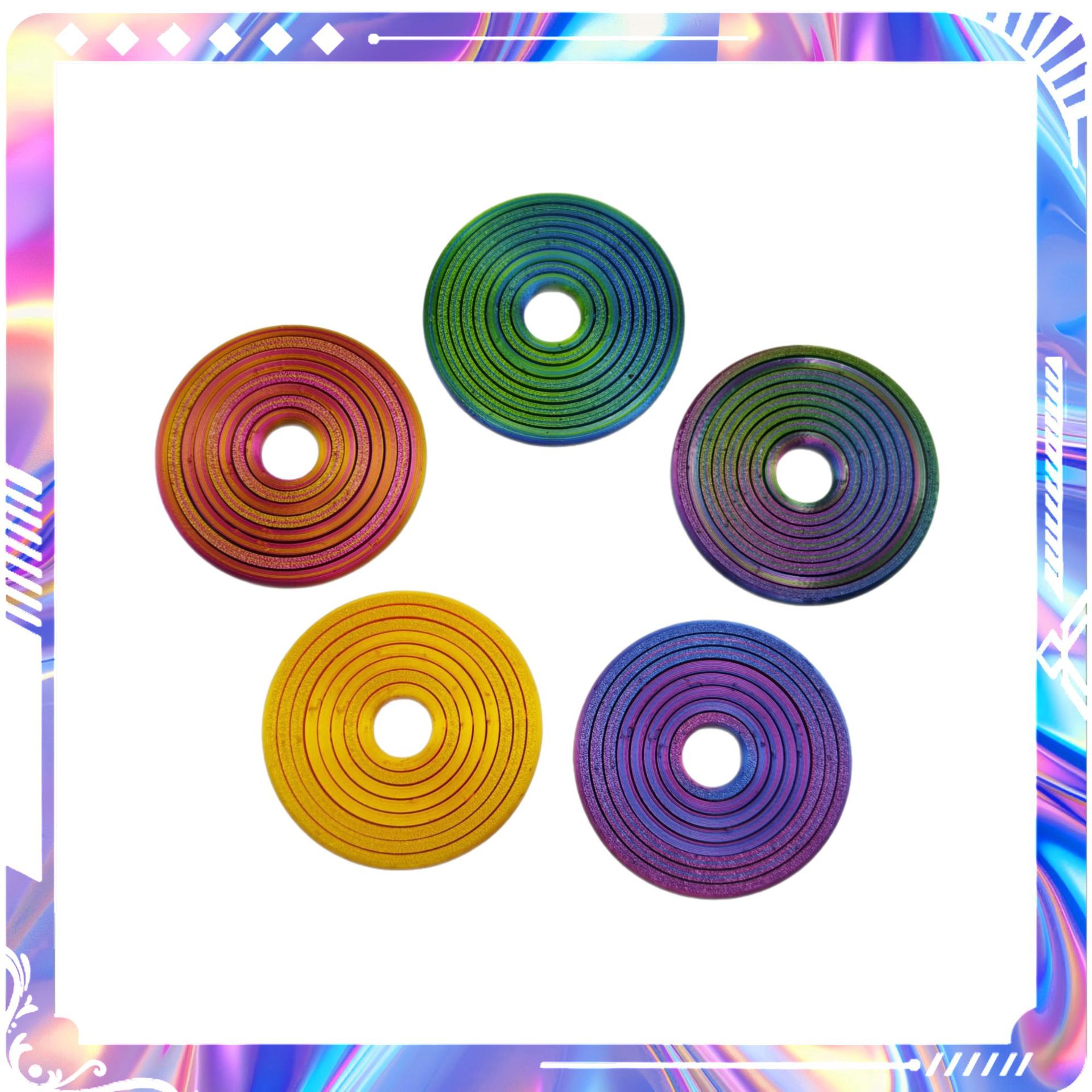 3D打印指尖陀螺永动仪彩色旋转减压指环8环6环解压新奇玩具创意