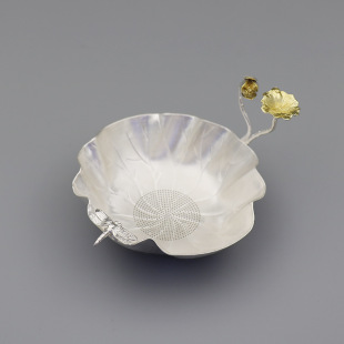 Sterling Silver Gold Plated Lotus Leaf Dragonfly Tea Drain Home Tea Set Accessories S999 Filter Tea