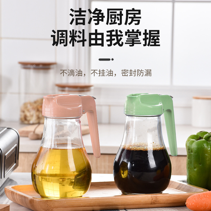 Revitalizing Glass Oil Dispenser YH5905 Soy Sauce Container & Vinegar Bottle—Kitchen's Ultimate Oil-Serving Tool with Automatic Open-Close Function and Leak-Proof Design, 400ml