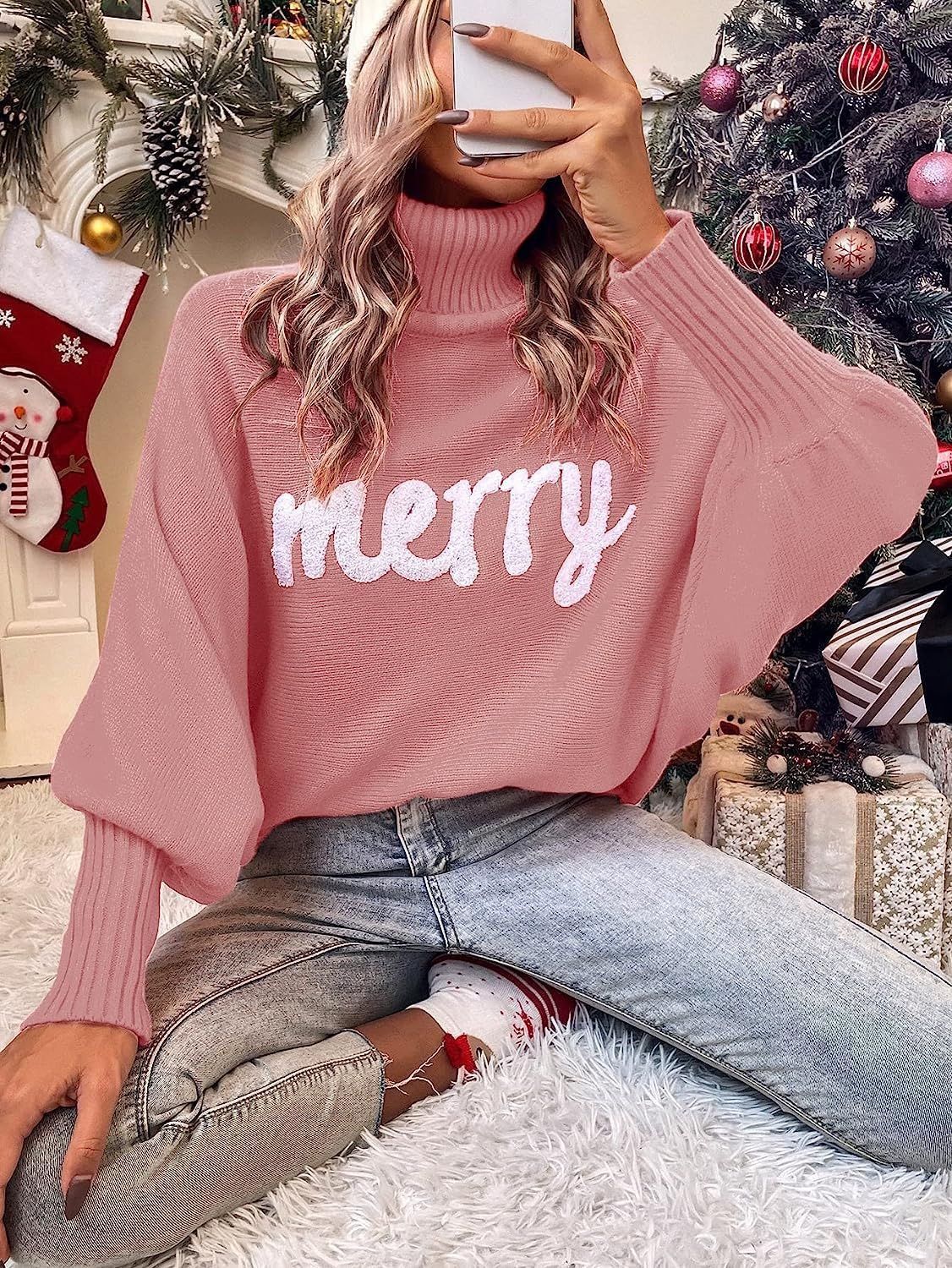 350g Weight Long Sleeve Sleeve Length Pullovers Placket Type Batwing Sleeve Sleeve Type Polyester, Polyacrylonitrile Fiber Fabric Type Long Top Length Sweater Tops Type Daily Occasion Turtleneck Neckline Loose Fit Type Christmas Festival Letter Pattern Winter, Autumn Season Women's Gender Embroidery Design Streetwear Style Wholesale Women's Streetwear Letter Long Sleeve Embroidery Sweaters & Cardigans 25
