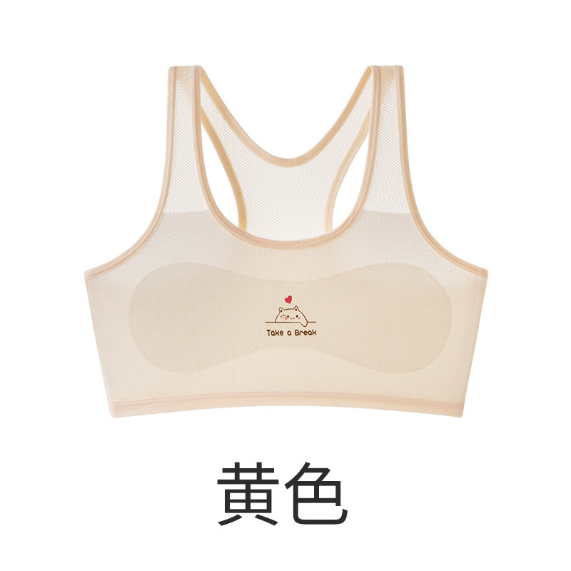 Ropa interior de malla transpirable para niñas, estilo nuevo, para estudiantes de secundaria en su período de desarrollo, chaleco deportivo a prueba de golpes, sujetador de ropa interior para niñas