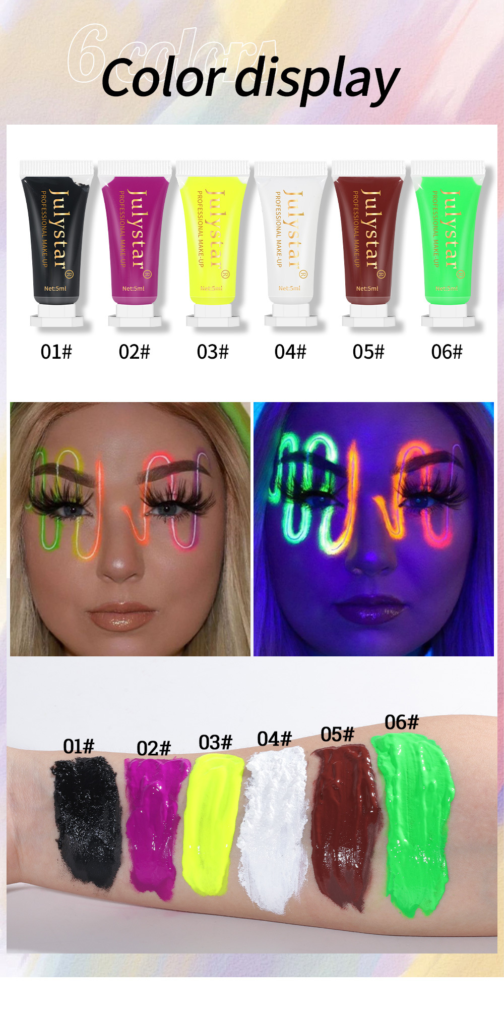 Ličila za noč čarovnic, človeška poslikava obraza, dramatičen vodotopen fluorescentni grafit pigment_voghion.com