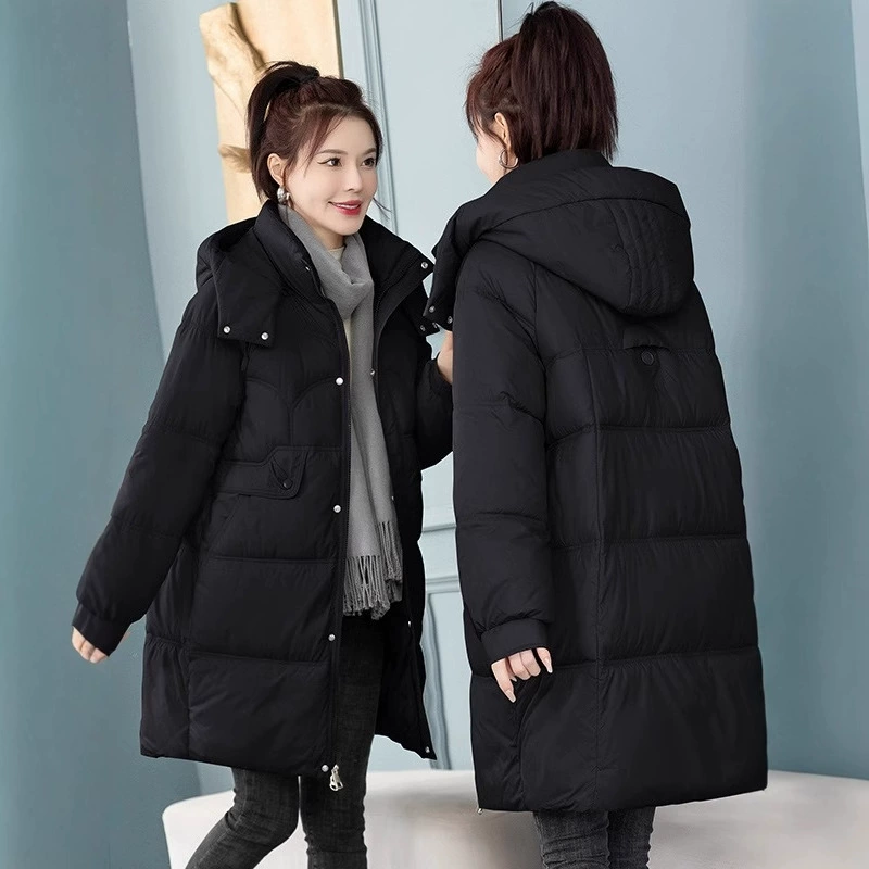Пуховая хлопчатобумажная одежда женский прилив 2024 новый средний размер большой размер свободный хлебный костюм хлопчатобумажная зимняя куртка утолщение