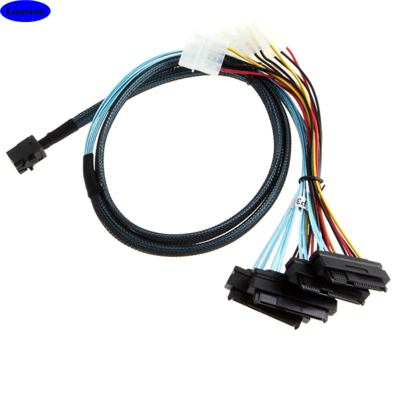 MINI SAS HD SFF-8643 to 4X SAS SFF-8482 with POWER server high-speed cable