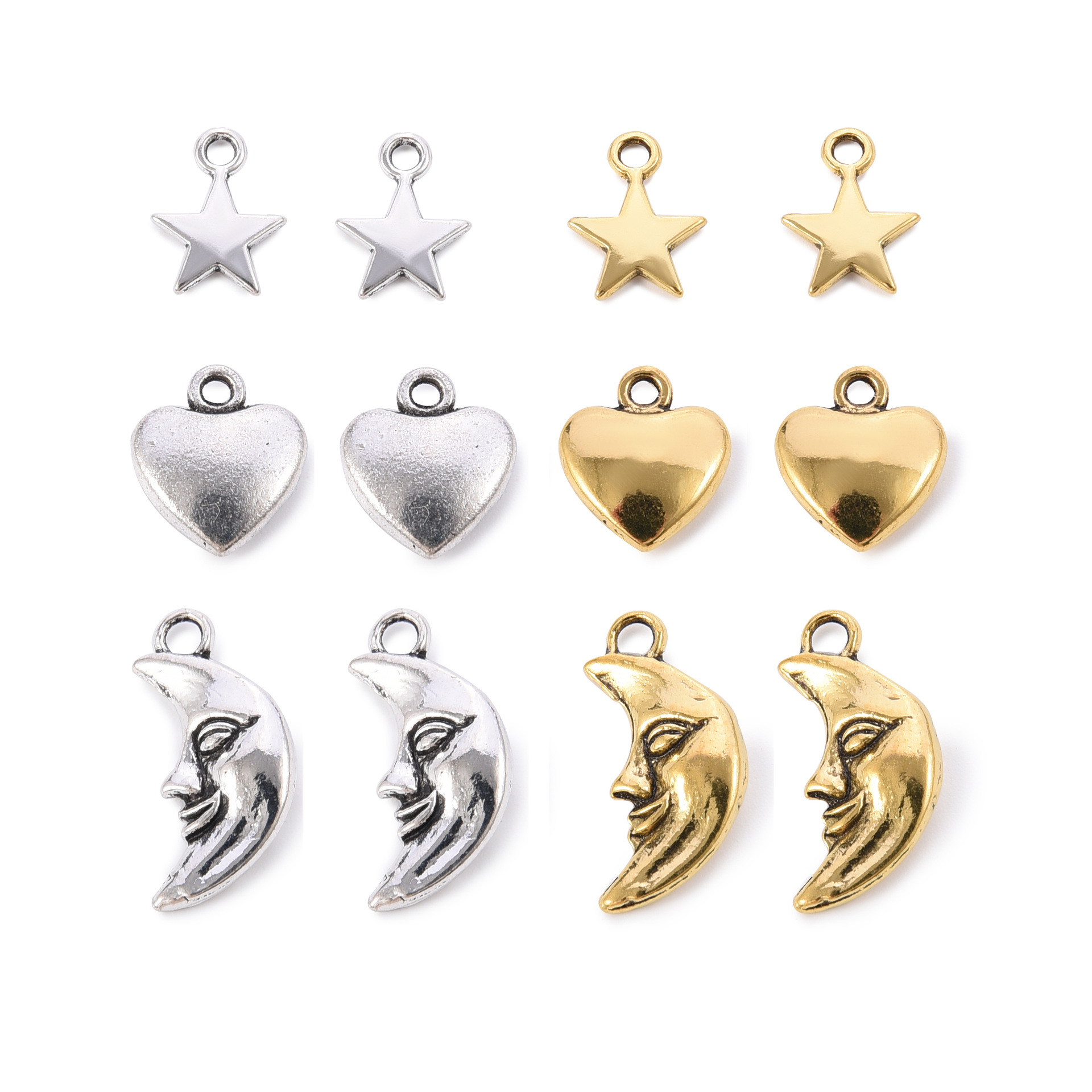 Accesorios de joyería de bricolaje modelos mixtos retro estrella luna aleación colgante joyería material hecho a mano amor colgante de cara sonriente