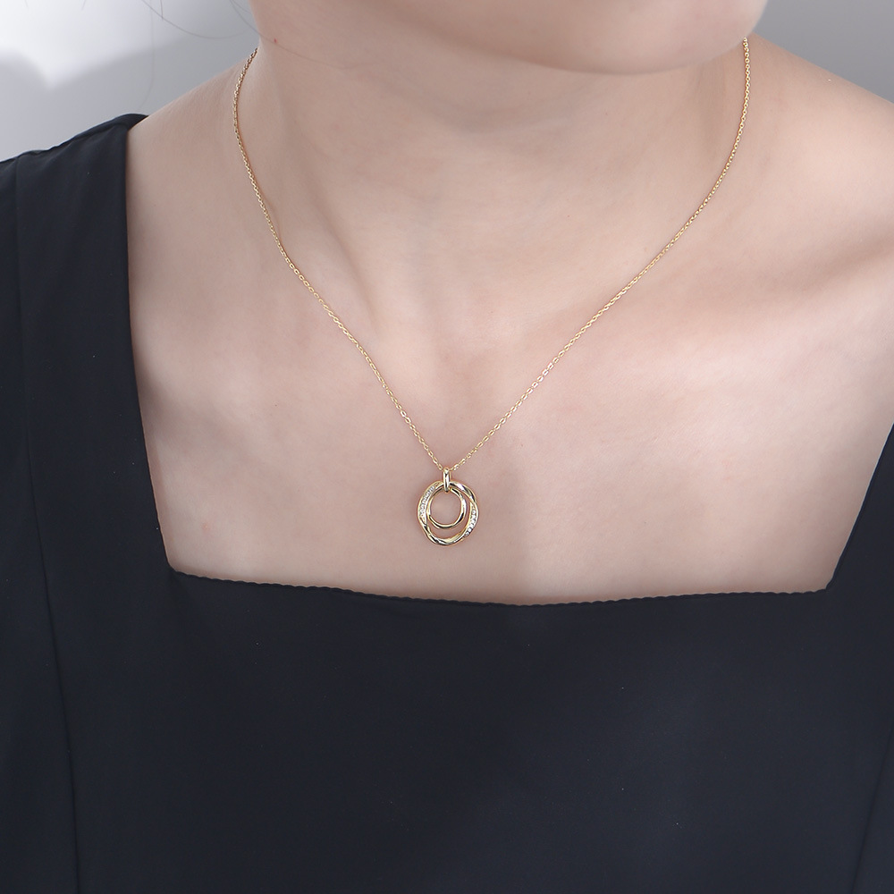 6g Weight 0.03µm Gold Plating Thickness Water Plating Gold Plating Process 925 Sterling Silver Zircon Inlay Geometric Pendant Necklace