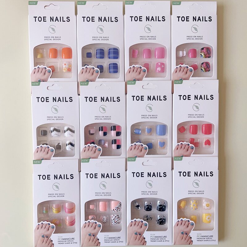 Short Square Toe Nail Tips, 12 Pieces, Export Quality, Toenail Wear-On Nails, Toenail Patches Short Square Toe Nail Tips, 12 Pieces, Export Quality, Toenail Wear-On Nails, Toenail Patches