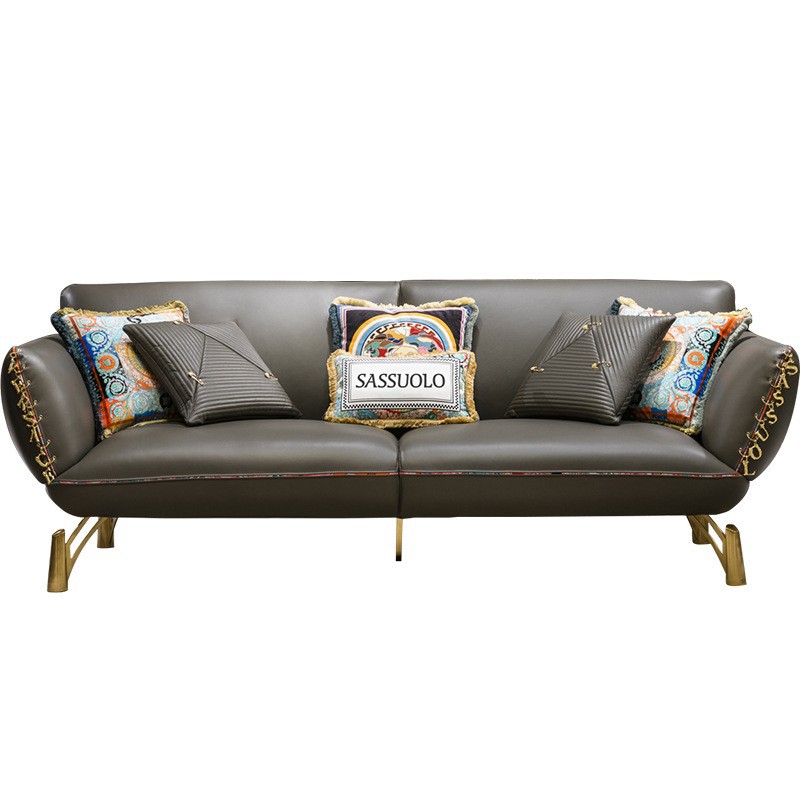 Cherished / Italian black leather sofa, Fengjia new villa light luxury furniture Juxila