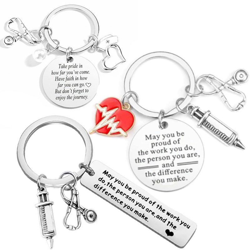 Amazon hot sale cross-border nurse stainless steel keychain nurse weekly nursing graduation nurse small gift practitioner