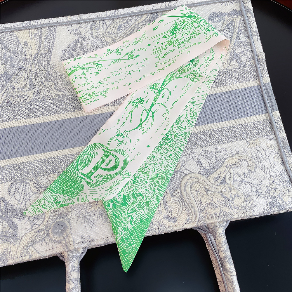 20g Weight Silk Scarf Classification Daily Occasion Silk Material Letter Pattern All Seasons Season Women'S Gender Printing Design Fashion Style Women's Fashion Letter Silk Printing Silk Scarves 46